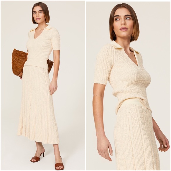 Tory Burch Tops - Tory Burch Ribbed Knit Polo Natural Ecru